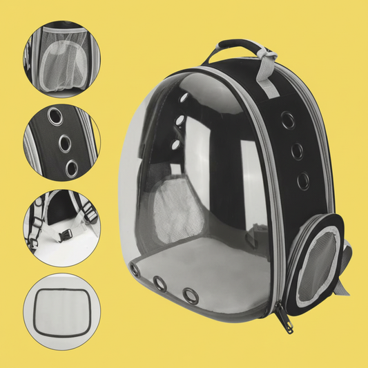 Mochila Pet Transporte para Cães e Gatos – Visão Ampla, Entrada de Ar, Preta ou Cinza