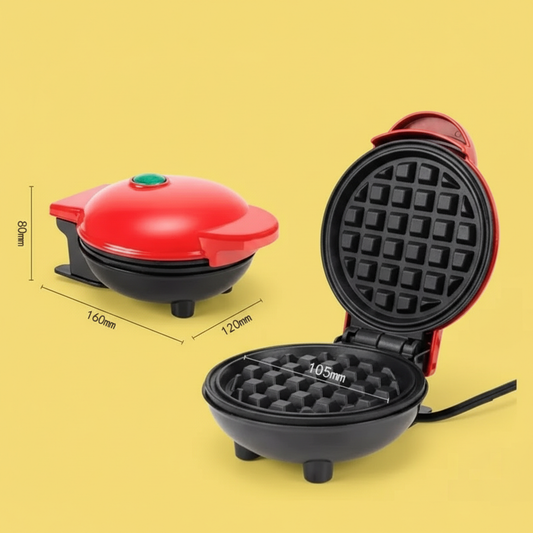 Mini Máquina de Waffles Elétrica – Vermelha, 110V, Prática e Rápida