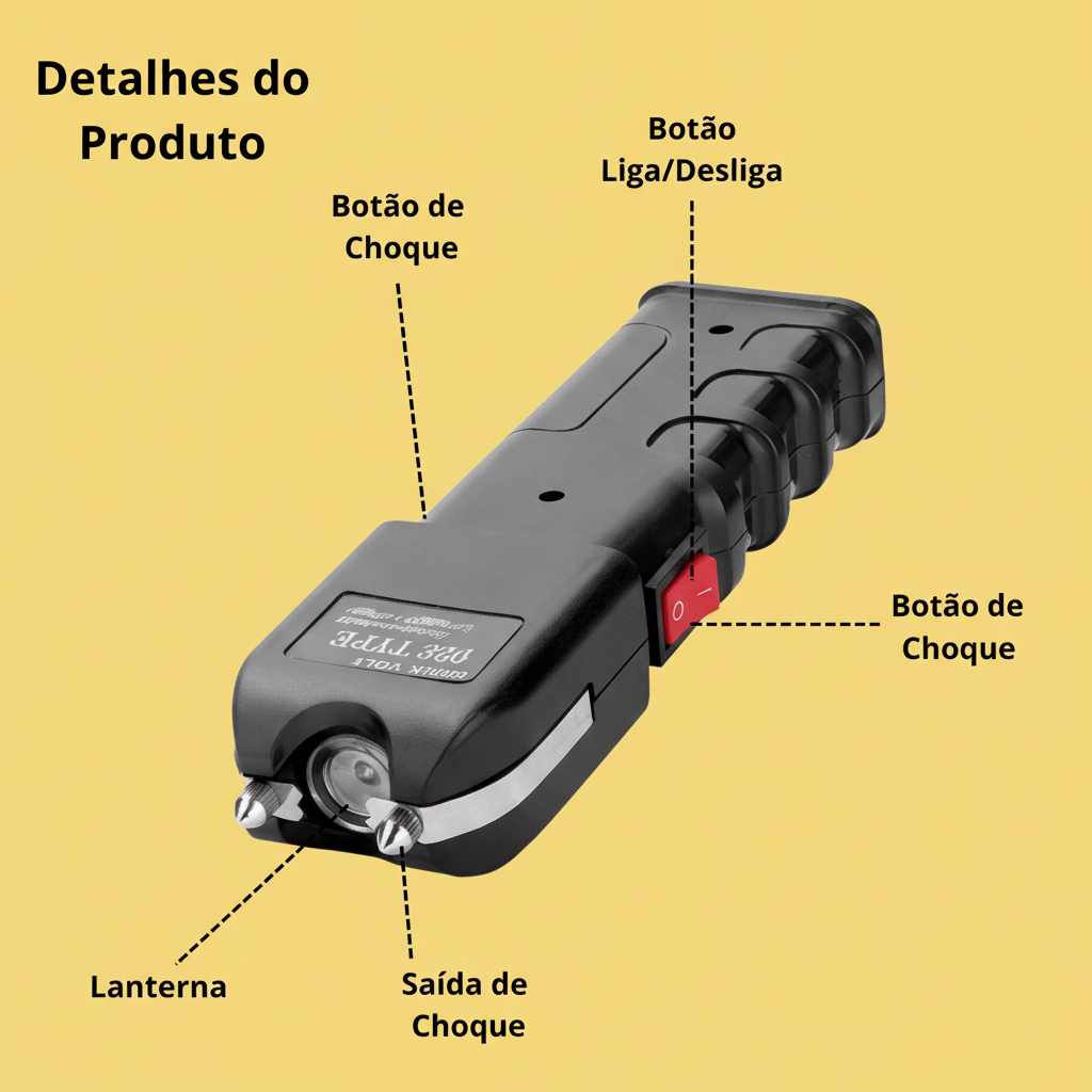 Lanterna de Choque Teaser portátil e recarregável