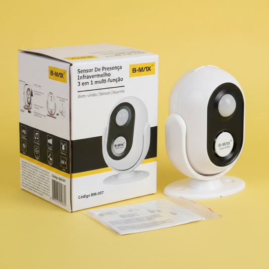 Sensor de Presença – Campainha e Alarme, Bivolt, Fácil Instalação