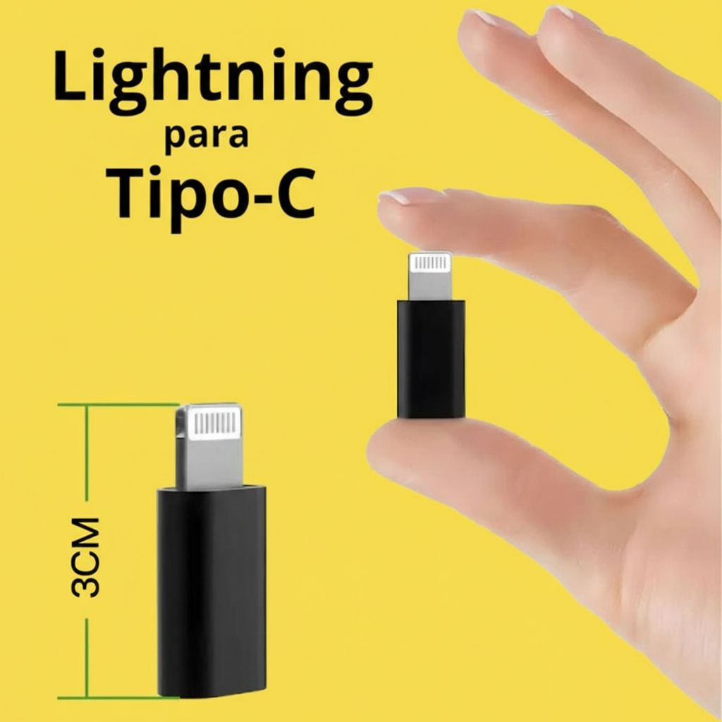 Adaptador USB-C para Lightning – Compatível com iPhone, Rápido e Prático