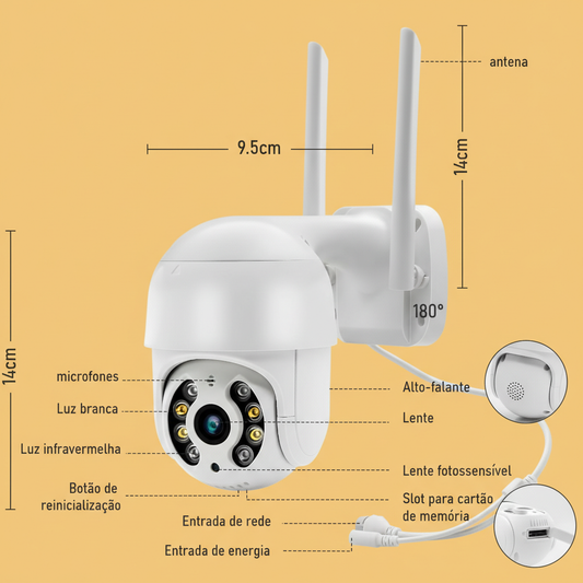 Câmera de Segurança Wi-Fi FullHD – 2 Antenas, Monitoramento Fácil e Seguro