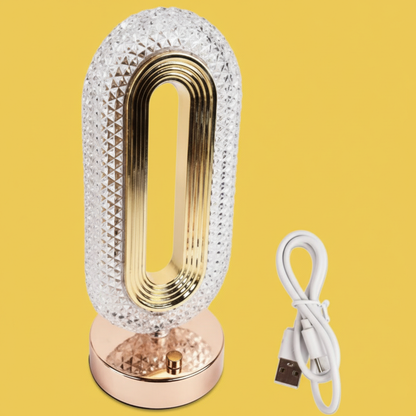 Luminária Abajur Retrô Cristal LED – Touch, Recarregável USB