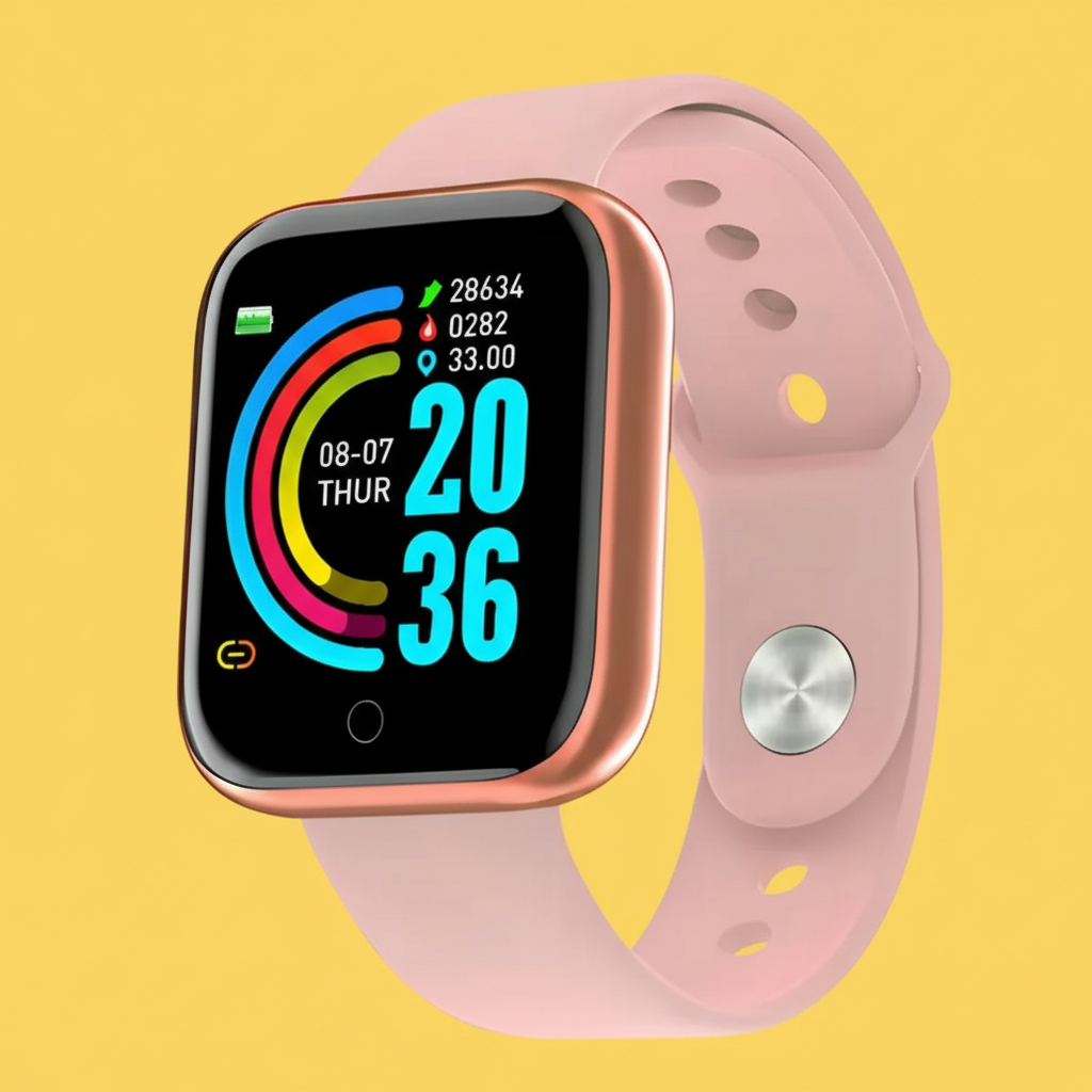 Relógio Inteligente D20 – Rosa, Smartwatch com Monitoramento e Funcionalidades Modernas