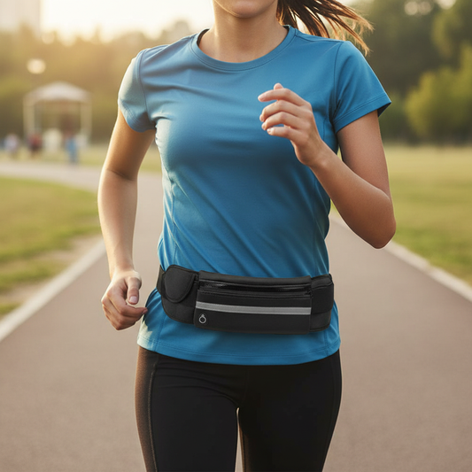 Pochete Fitness Preta para Corrida e Academia – Leve, Ajustável e Discreta