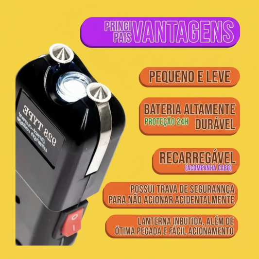Lanterna de Choque Teaser portátil e recarregável