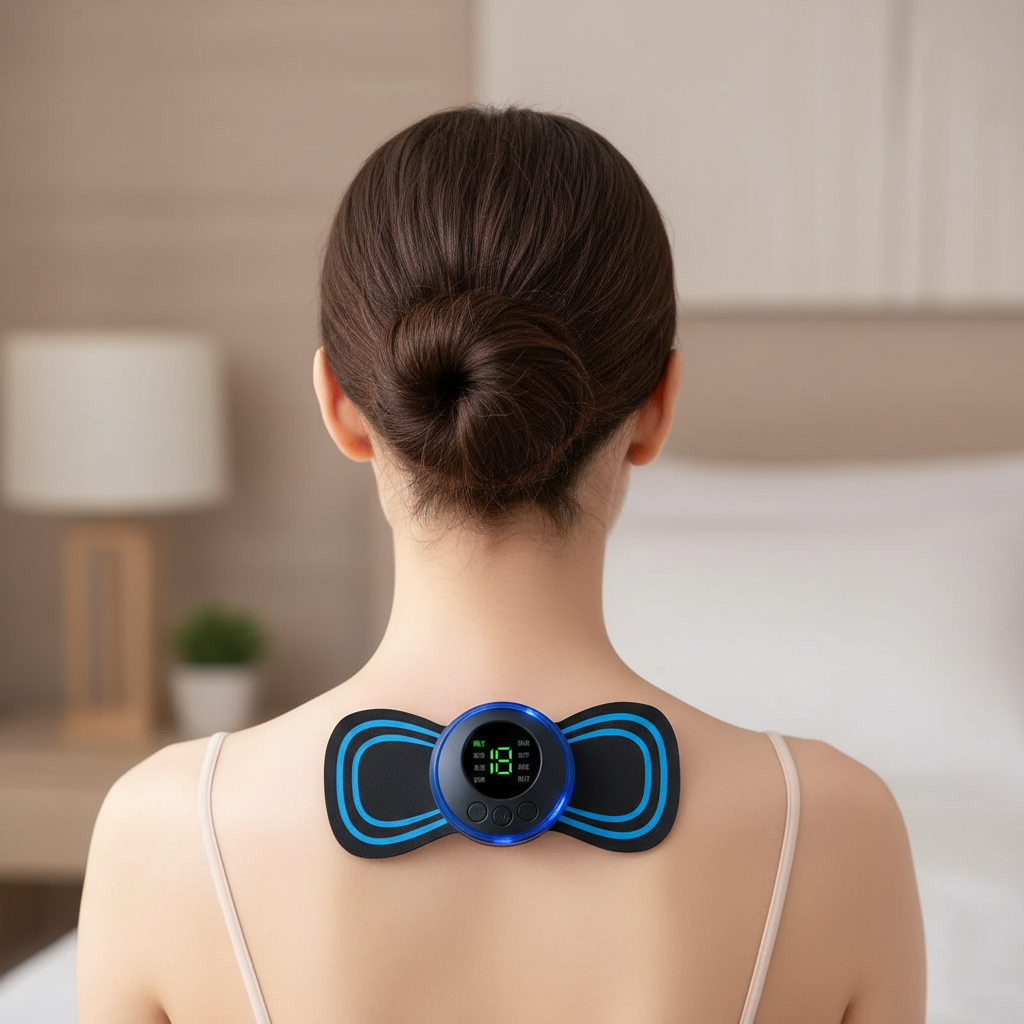 Mini Massageador Elétrico Portátil Recarregável – Eletroterapia para Pescoço e Pernas (Bivolt)