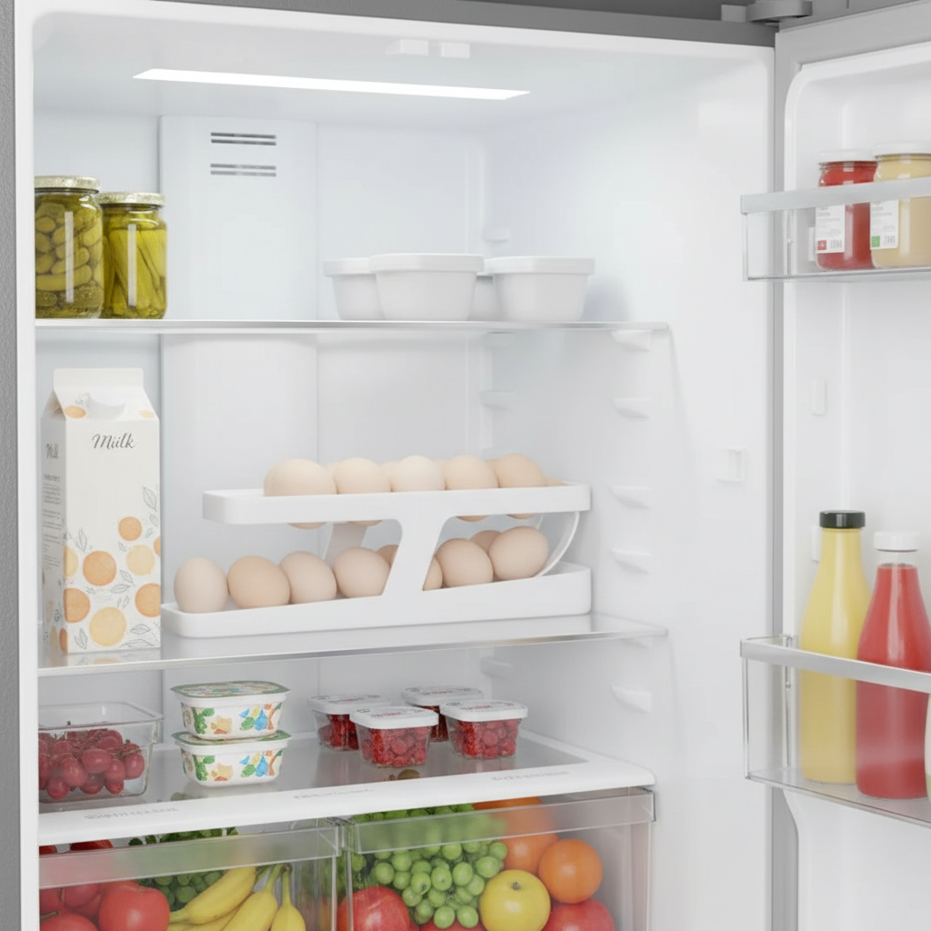 Porta Ovos Organizadora de Geladeira Roll Clear Fresh – 2 Andares, 15 Ovos