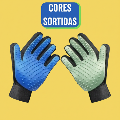 Luva Escova Tira Pelos para Cães e Gatos Nano Magnética - (Cores Sortidas)