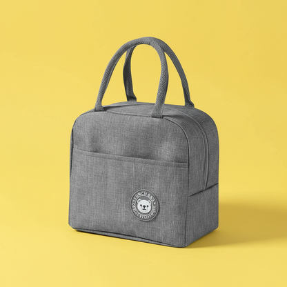 Bolsa Térmica Lancheira para Marmita – Cinza com Bolso Lateral