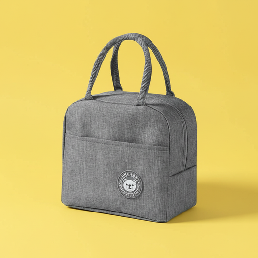 Bolsa Térmica Lancheira para Marmita – Cinza com Bolso Lateral