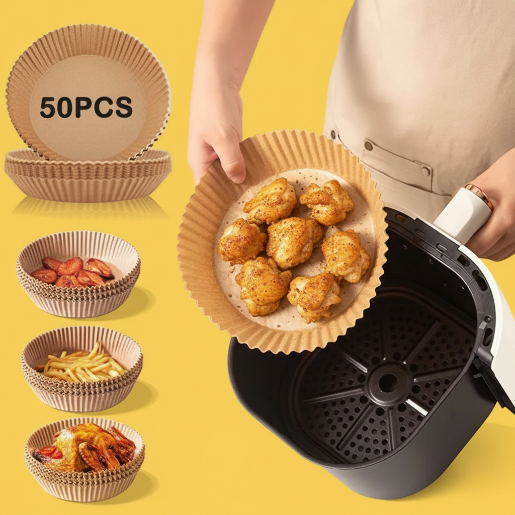 Forma Descartável para Air Fryer 16cm – Pacote com 50 Unidades