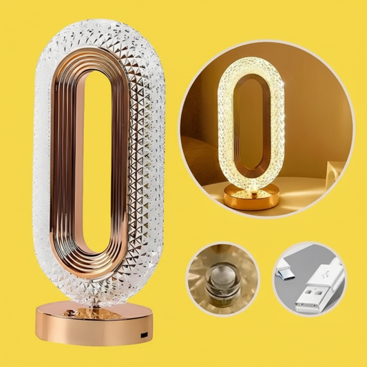 Luminária Abajur Retrô Cristal LED – Touch, Recarregável USB