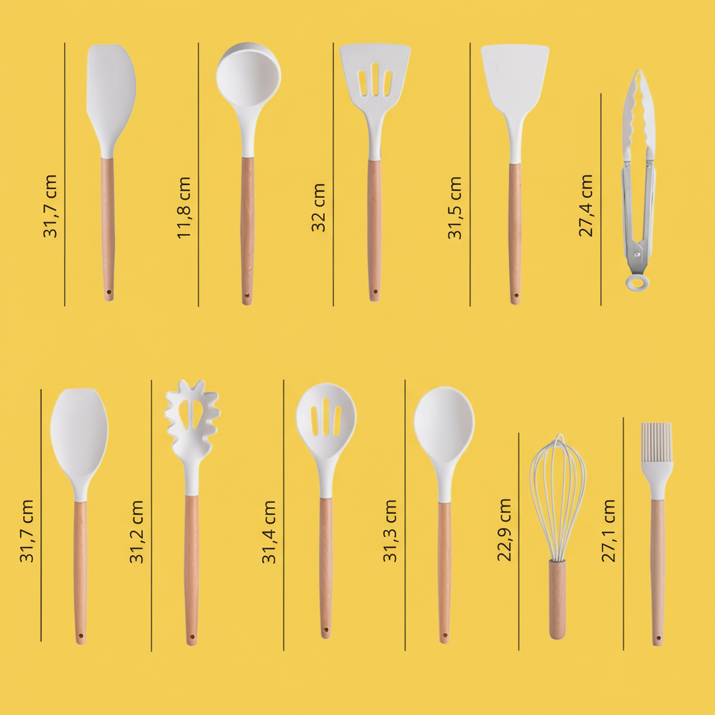 Conjunto de Utensílios de Cozinha 19 Peças – Completo, Bege, Prático e Resistente