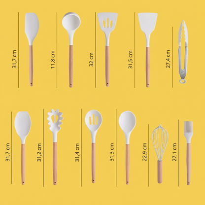 Conjunto de Utensílios de Cozinha 19 Peças – Completo, Bege, Prático e Resistente