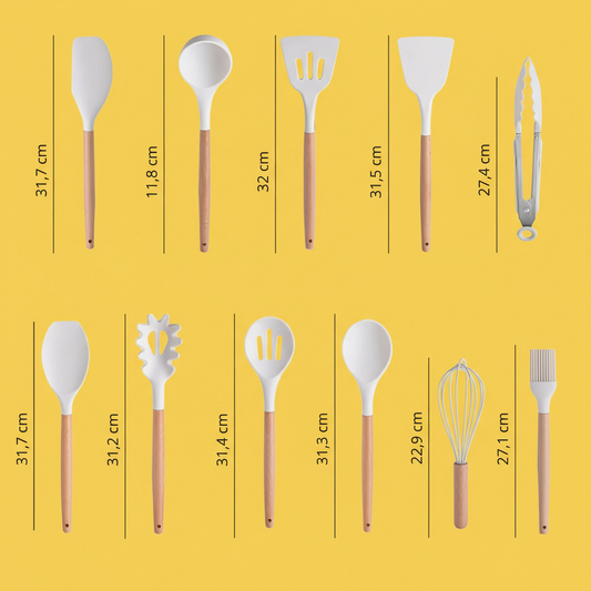 Conjunto de Utensílios de Cozinha 19 Peças – Completo, Bege, Prático e Resistente