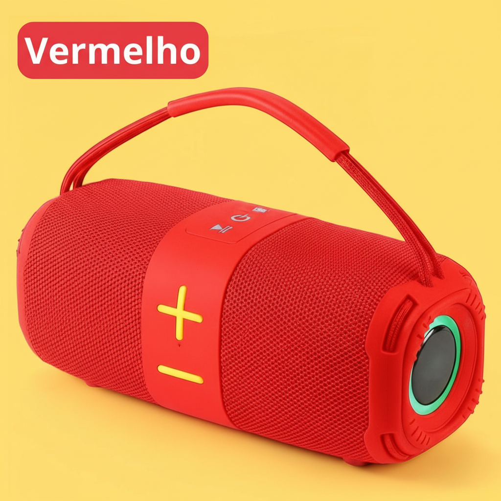 Caixa de Som Bluetooth – 10W, Bivolt, IPX6 e Alça (Cores Sortidas)