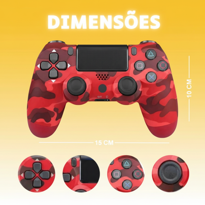 Controle Sem Fio para PS4 – Bluetooth, Vermelho Camuflado, Preciso e Confortável