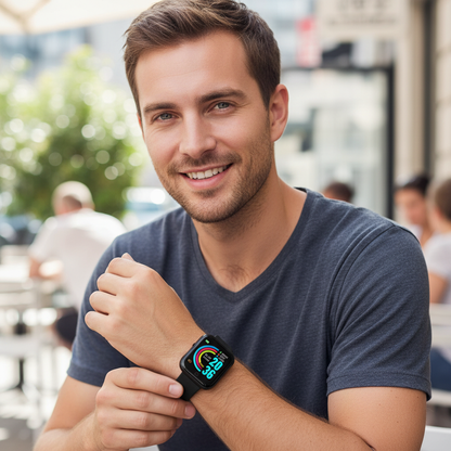 Relógio Inteligente D20 – Preto, Smartwatch com Monitoramento de Saúde e Notificações