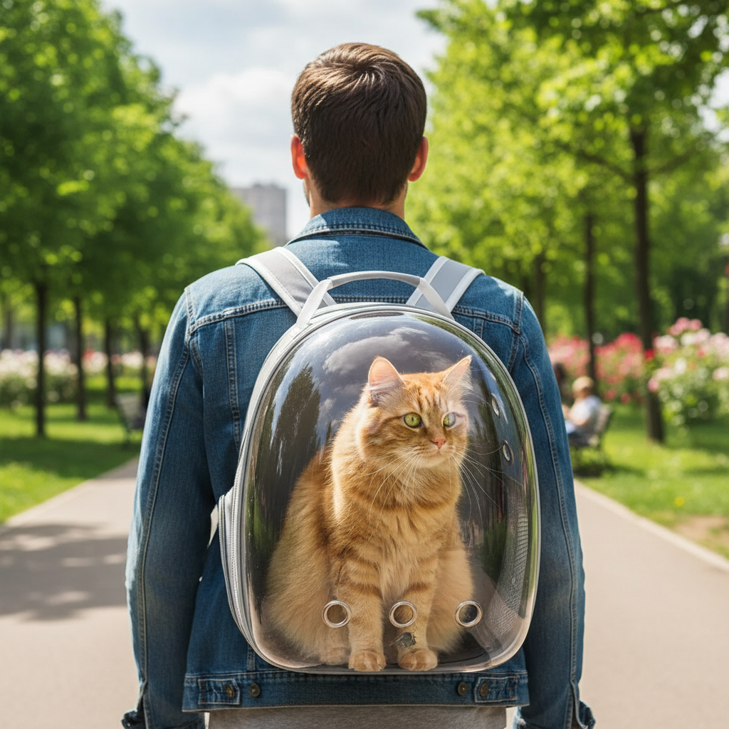 Mochila Pet Transporte para Cães e Gatos – Visão Ampla, Entrada de Ar, Preta ou Cinza