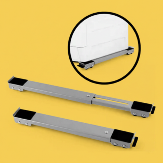 Base Suporte com Rodinhas – Ajustável para Geladeira e Máquina de Lavar, Branco/Preto