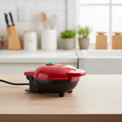 Mini Máquina de Waffles Elétrica – Vermelha, 110V, Prática e Rápida