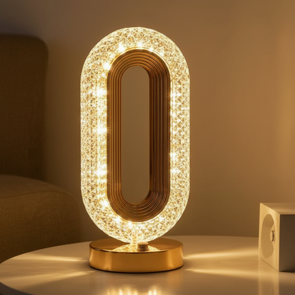 Luminária Abajur Retrô Cristal LED – Touch, Recarregável USB
