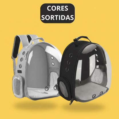 Mochila Pet Transporte para Cães e Gatos – Visão Ampla, Entrada de Ar, Preta ou Cinza