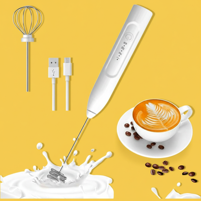 Mini Batedor Mixer Elétrico Portátil – Premium, Branco, Bivolt