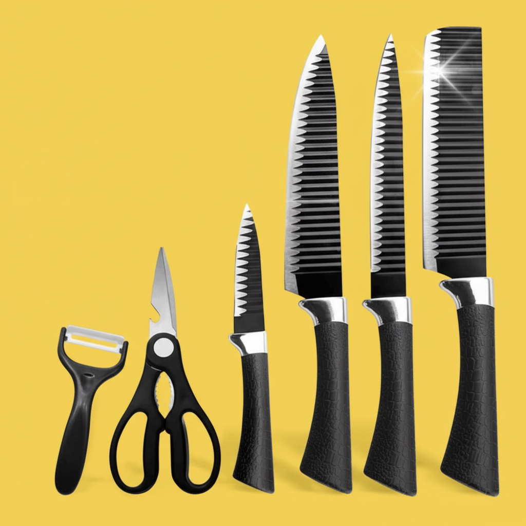 Conjunto de Facas do Chef Master Profissional – 6 Peças, Preto