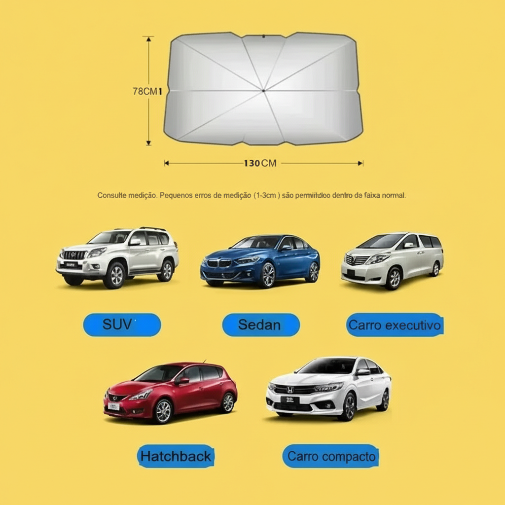Protetor Solar Carro Parabrisa Repele Calor Protege Interior