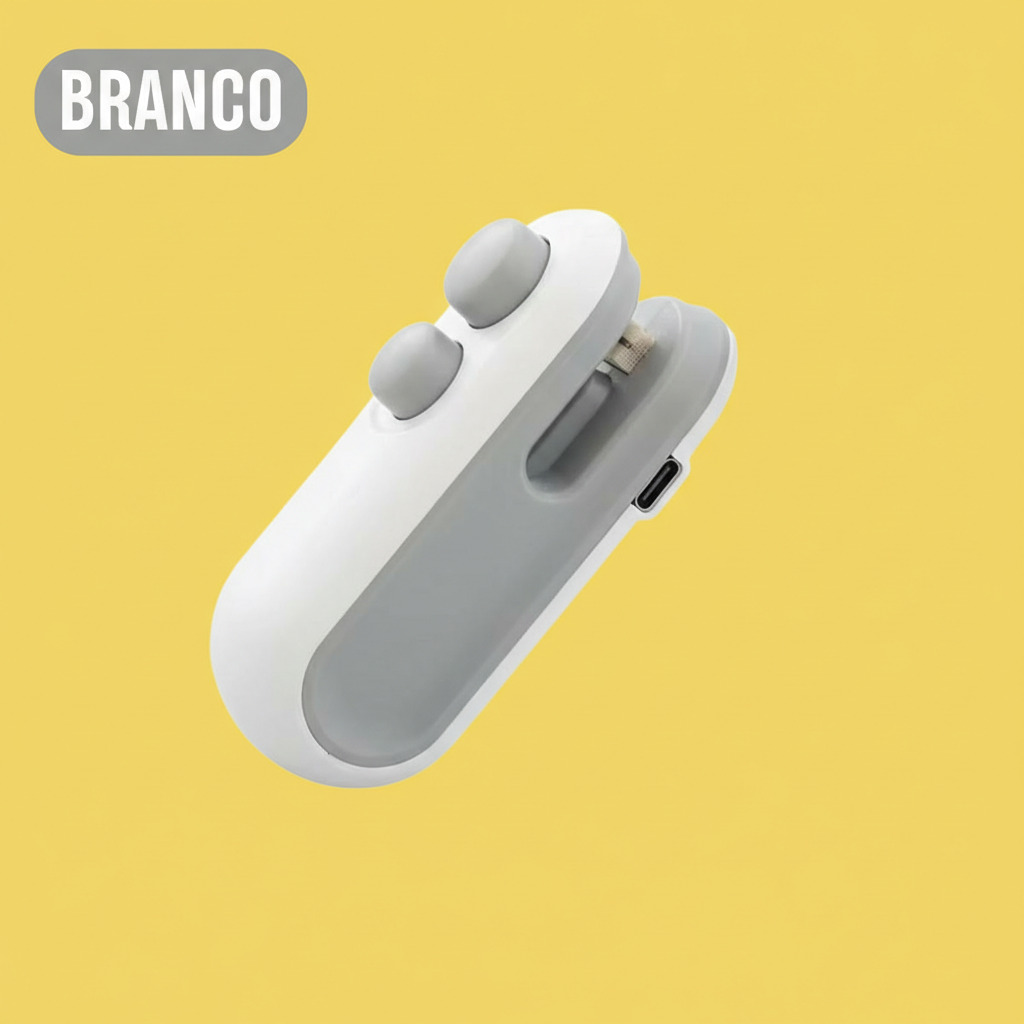 Mini Seladora Portátil para Sacos Plásticos – Azul, Branco ou Rosa