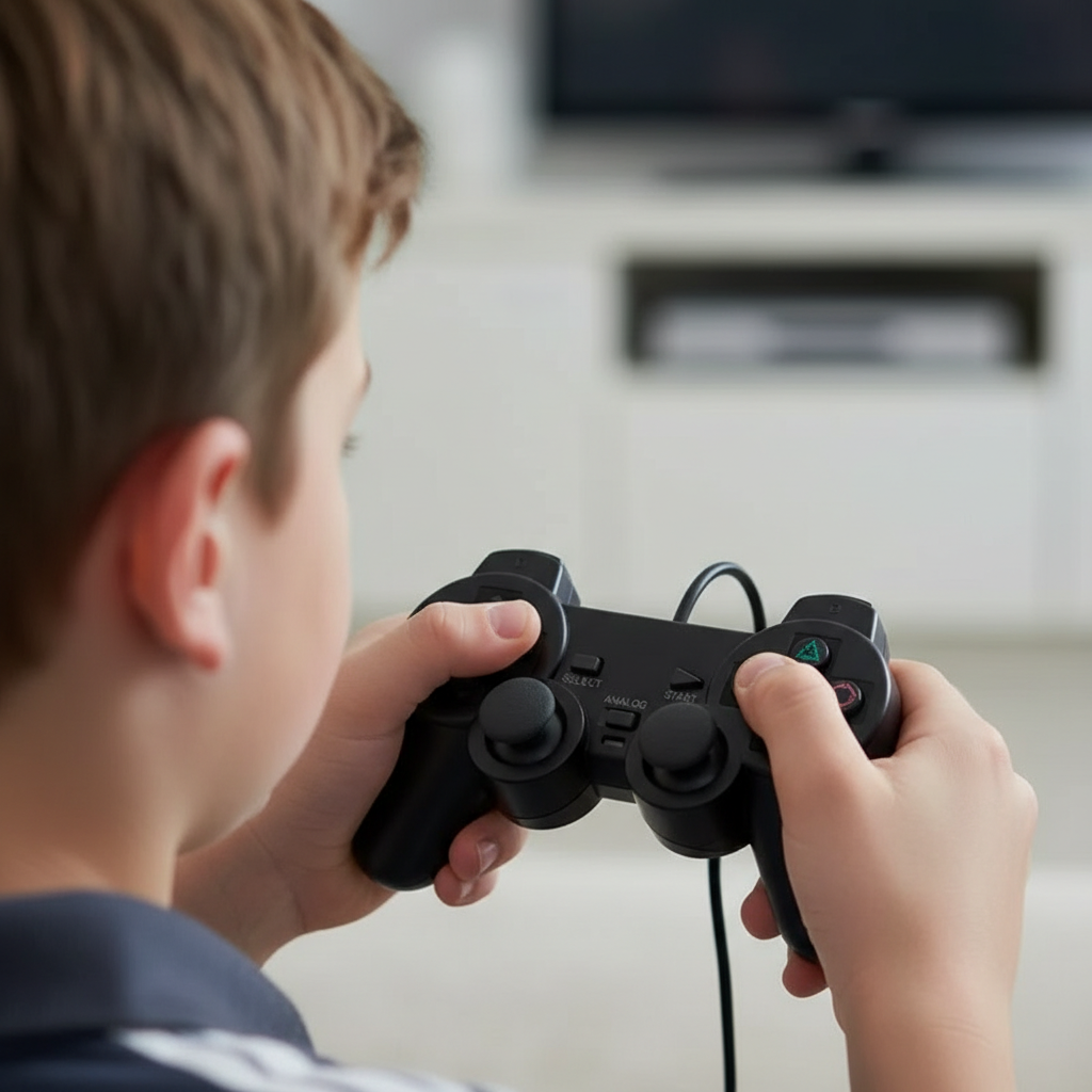 Controle Joystick com Fio para PS2, Conforto e Precisão