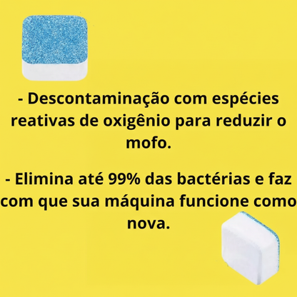 Conjunto de 10 Pastilhas Antibacterianas para Higienização de Máquina de Lavar Roupas