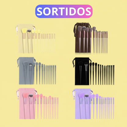 Conjunto de Pincéis de Maquiagem 13 Peças – Com Estojo de Veludo, Cores Sortidas
