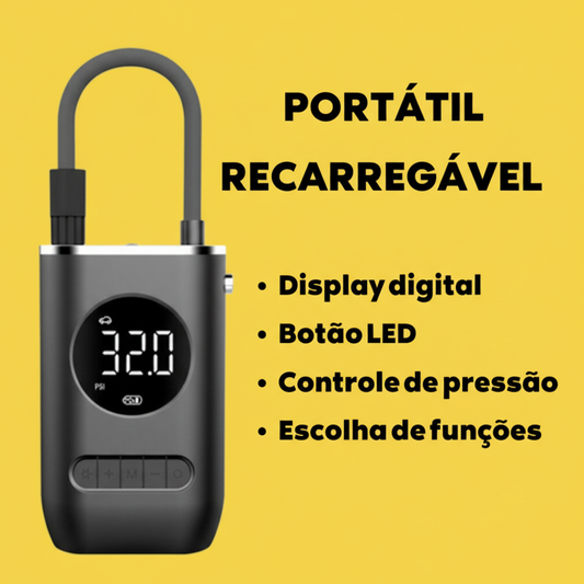 Mini Calibrador Compressor Elétrico Digital Portátil Pneu Carro Bike Bivolt