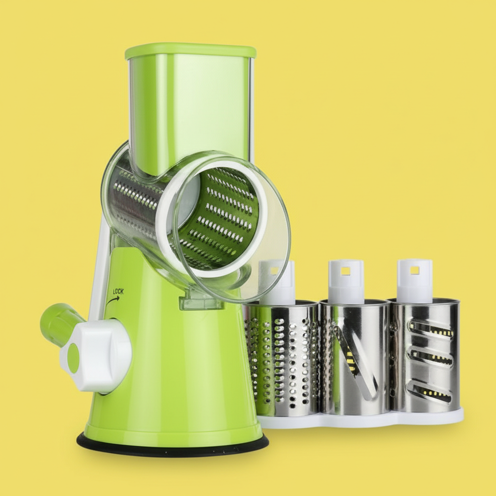 Fatiador Manual de Legumes Giratório 3 em 1 – Inox, Multiuso