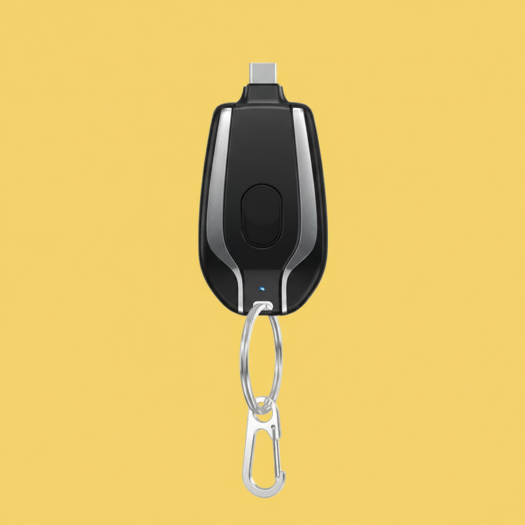 Chaveiro Carregador com Conexão Tipo-C – Portátil e Prático