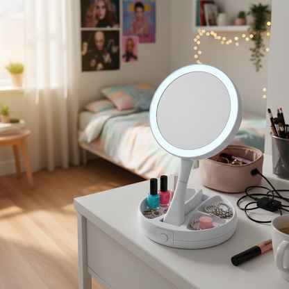 Kit para Maquiagem - Espelho Camarim com Iluminação LED + Lavador de Pincéis Automático