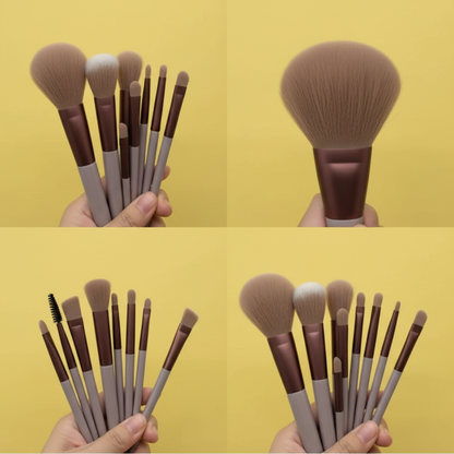 Conjunto de Pincéis de Maquiagem 13 Peças – Com Estojo de Veludo, Cores Sortidas