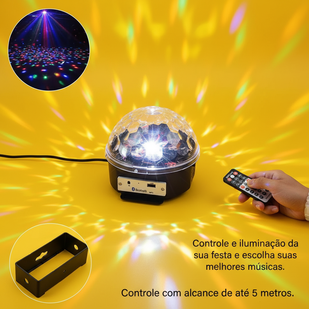 Bola Maluca Cristal – Globo de LED com Som Bluetooth, Bivolt