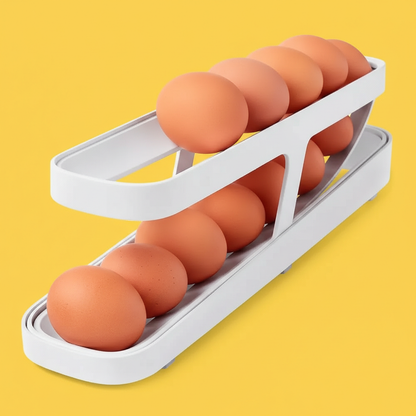 Porta Ovos Organizadora de Geladeira Roll Clear Fresh – 2 Andares, 15 Ovos