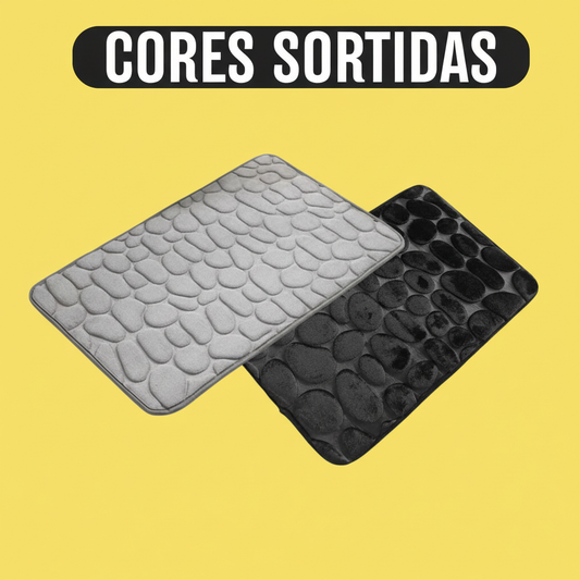 Tapete de Banheiro em Relevo – Decoração Paralelepípedos, Cinza ou Preto