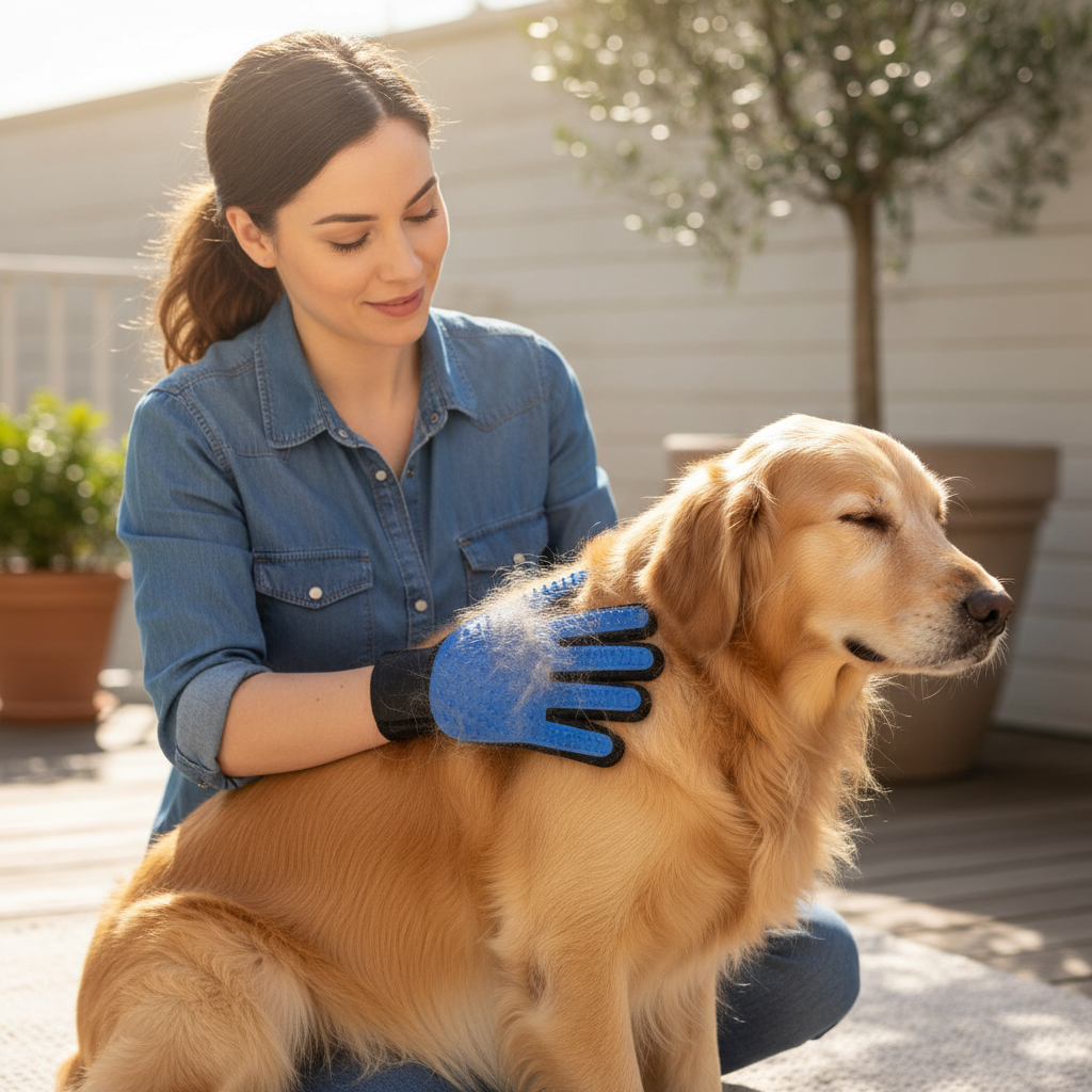 Luva Escova Tira Pelos para Cães e Gatos Nano Magnética - (Cores Sortidas)