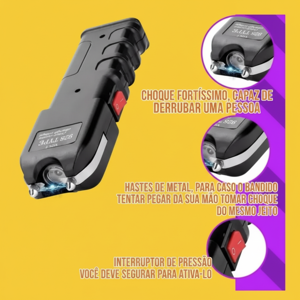 Lanterna de Choque Teaser portátil e recarregável