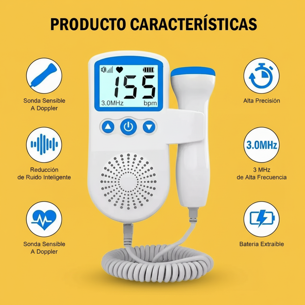 Doppler Monitor Portátil de Batimento Cardíaco – Azul ou Verde, Prático e Preciso