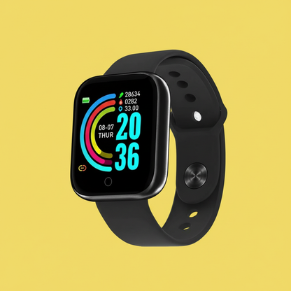 Relógio Inteligente D20 – Preto, Smartwatch com Monitoramento de Saúde e Notificações