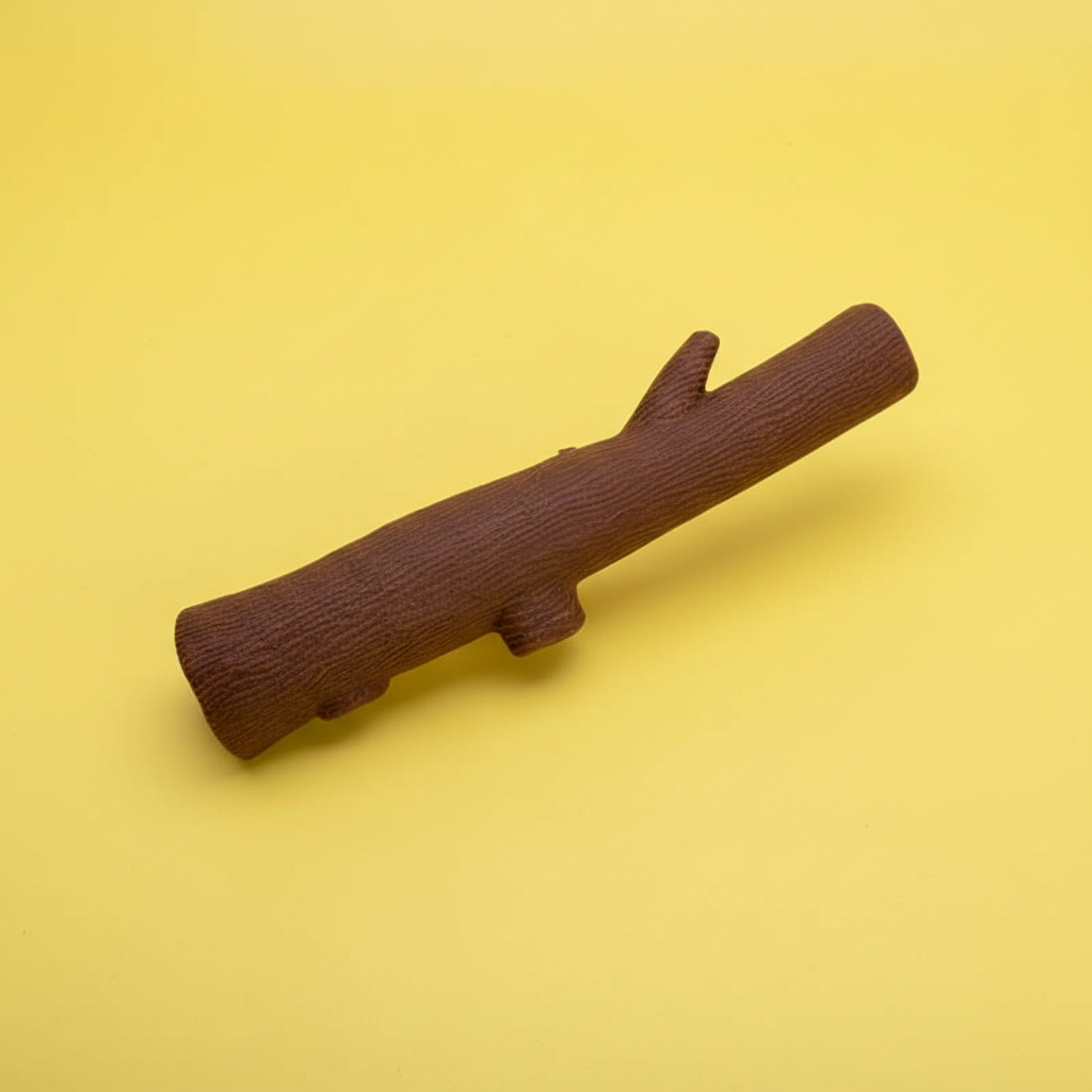Brinquedo Galho Borracha Maciço Marrom Para Cães
