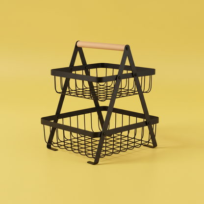 Fruteira de Mesa Articulada em Aço Inoxidável 2 Andares