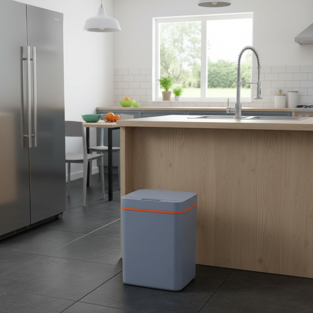 Lixeira Automática 15L com Sensor de Movimento – Cinza, Prática e Higiênica